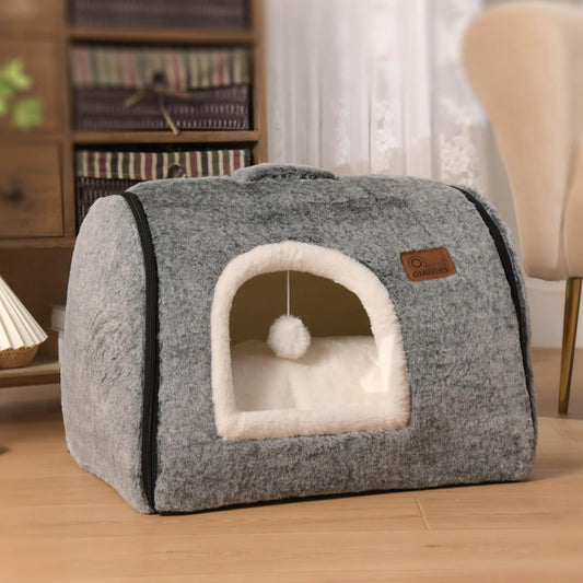 Big Up Pet Shop Cat Cave Bed – Soft Cozy Hideaway (Dark Grey)