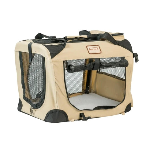 Armarkat Folding Soft Dog Crate Pet Travel Carrier - Beige
