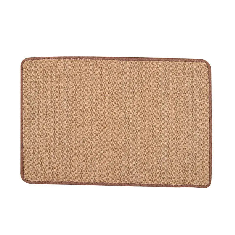 Beige doormat with brown border on a white background