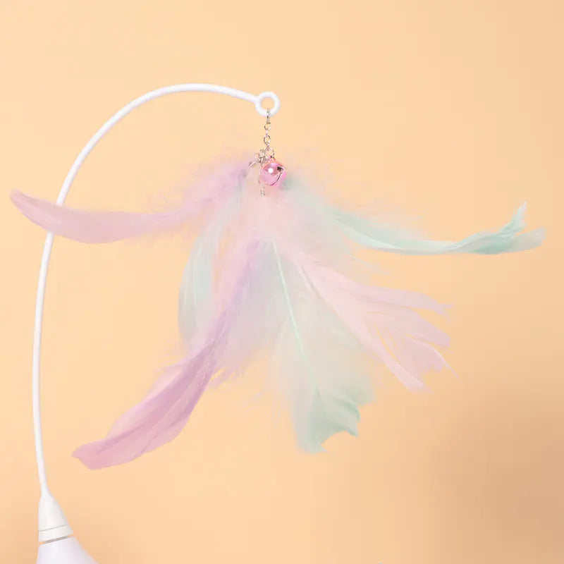 Pastel-colored tassel hanging against a peach background