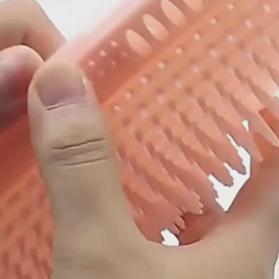A gray cat rubs against the Big Up Pet Shop ROLUXENTIA Wall Roller mounted on a corner wall, self-grooming and removing loose fur. The video shows the roller’s soft bristles catching hair, the cat enjoying a gentle face massage, and an owner using the included grooming mitts to collect extra fur and bond with their pet.